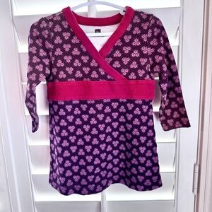 Tea Collection Baby Dress 6–12M Purple Pink Long Sleeve Wrap Cotton Tunic